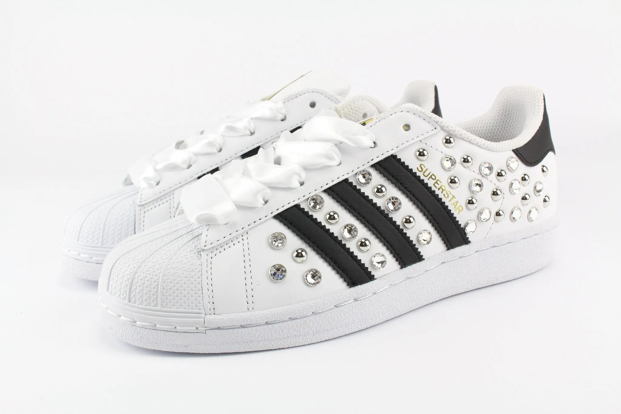 Adidas Superstar Total Strass Borchie & Lacci Raso