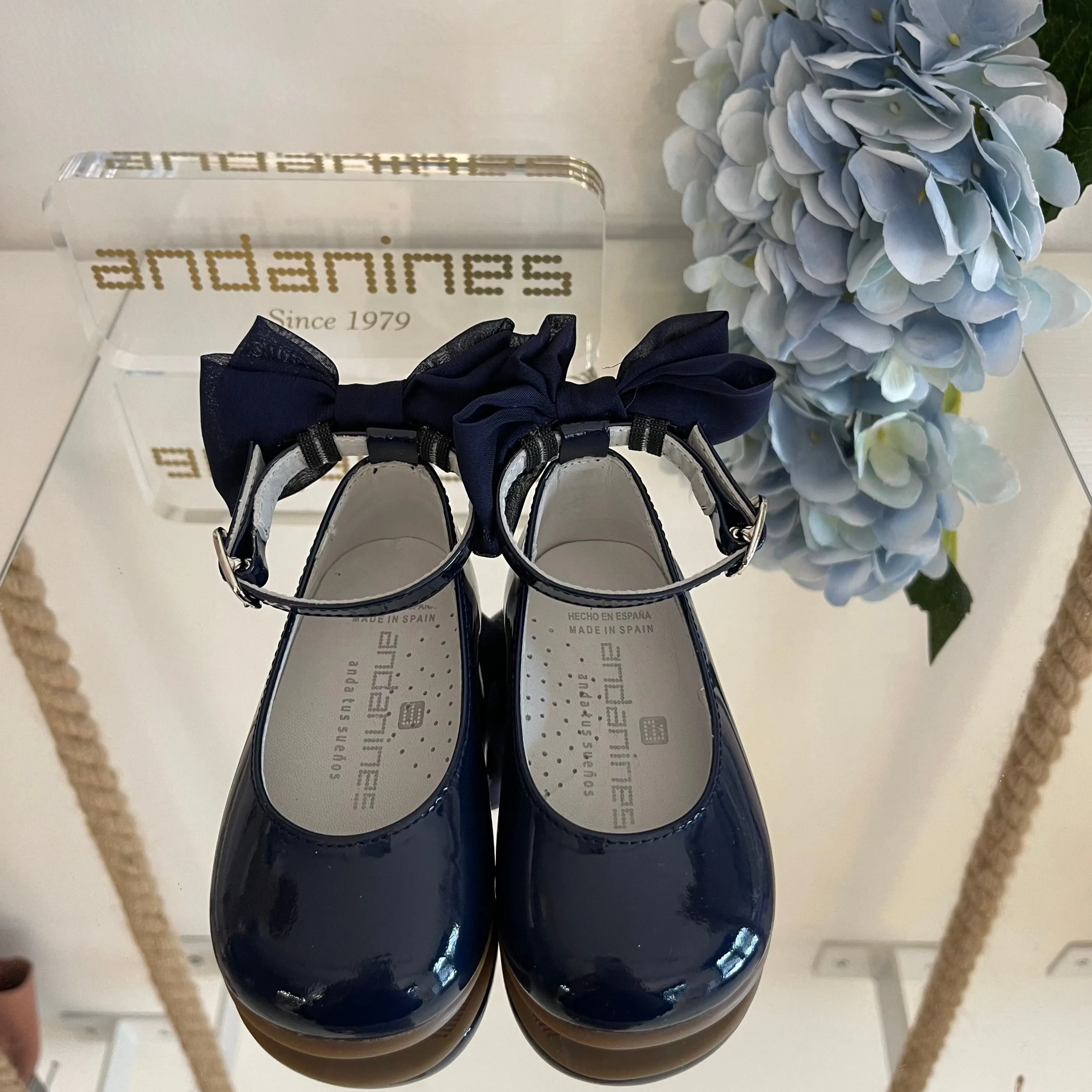 ANDANINES Ballerine eleganti con fiocco Blu navy e plantare anatomico