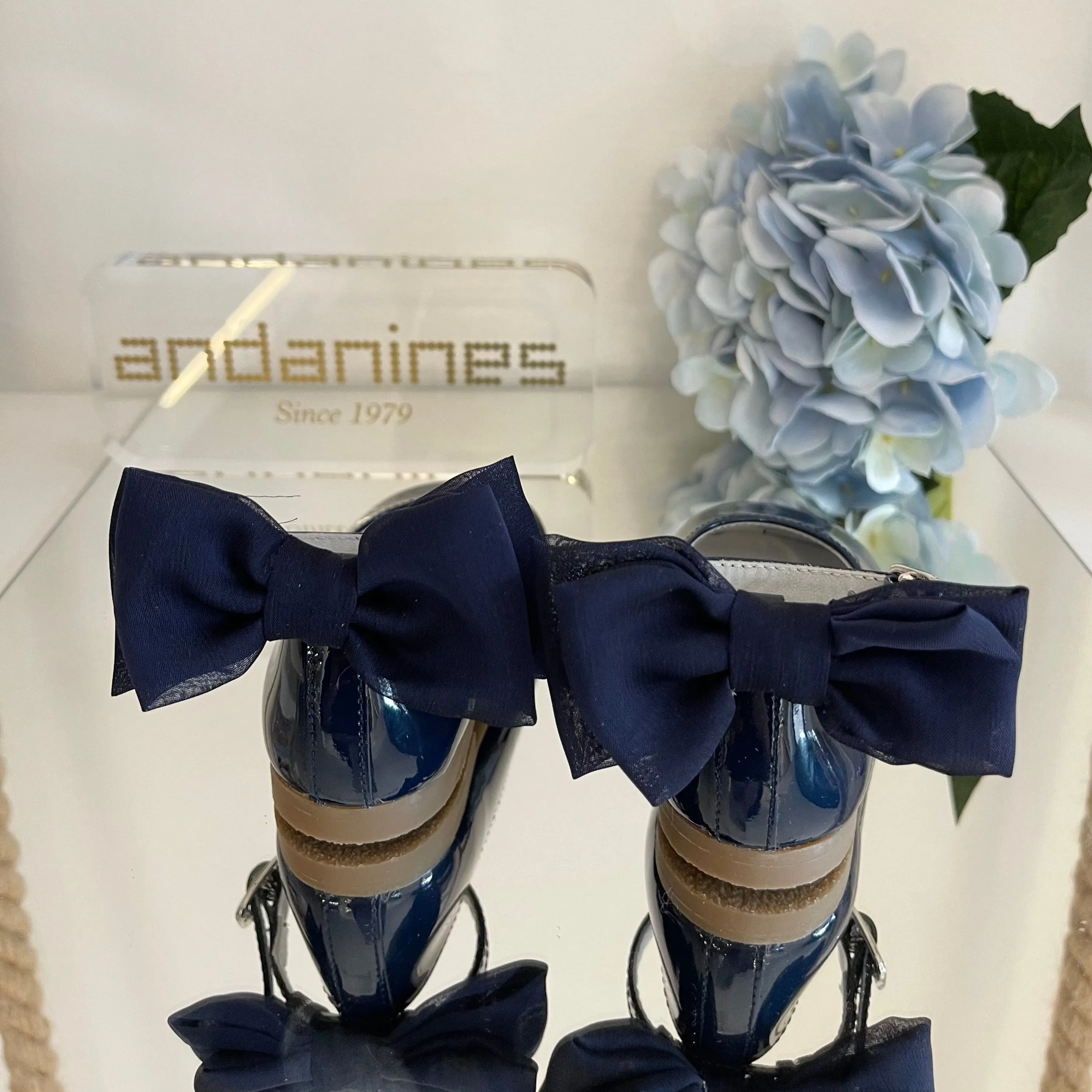 ANDANINES Ballerine eleganti con fiocco Blu navy e plantare anatomico