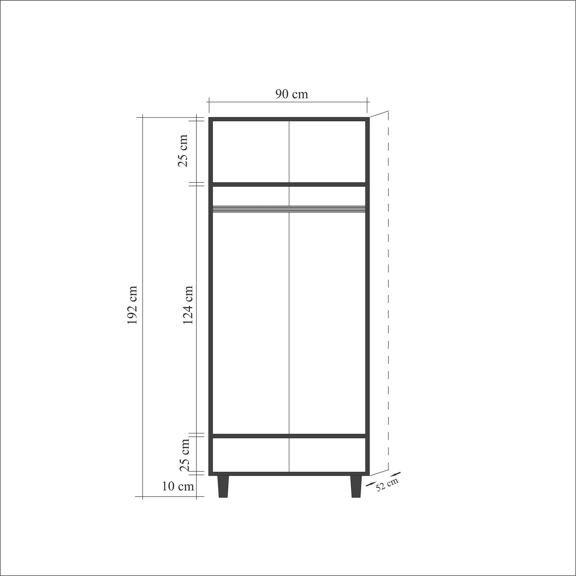 Armadio 2 ante da camera con appendiabiti in legno fantasia a righe cm 90x52x192h