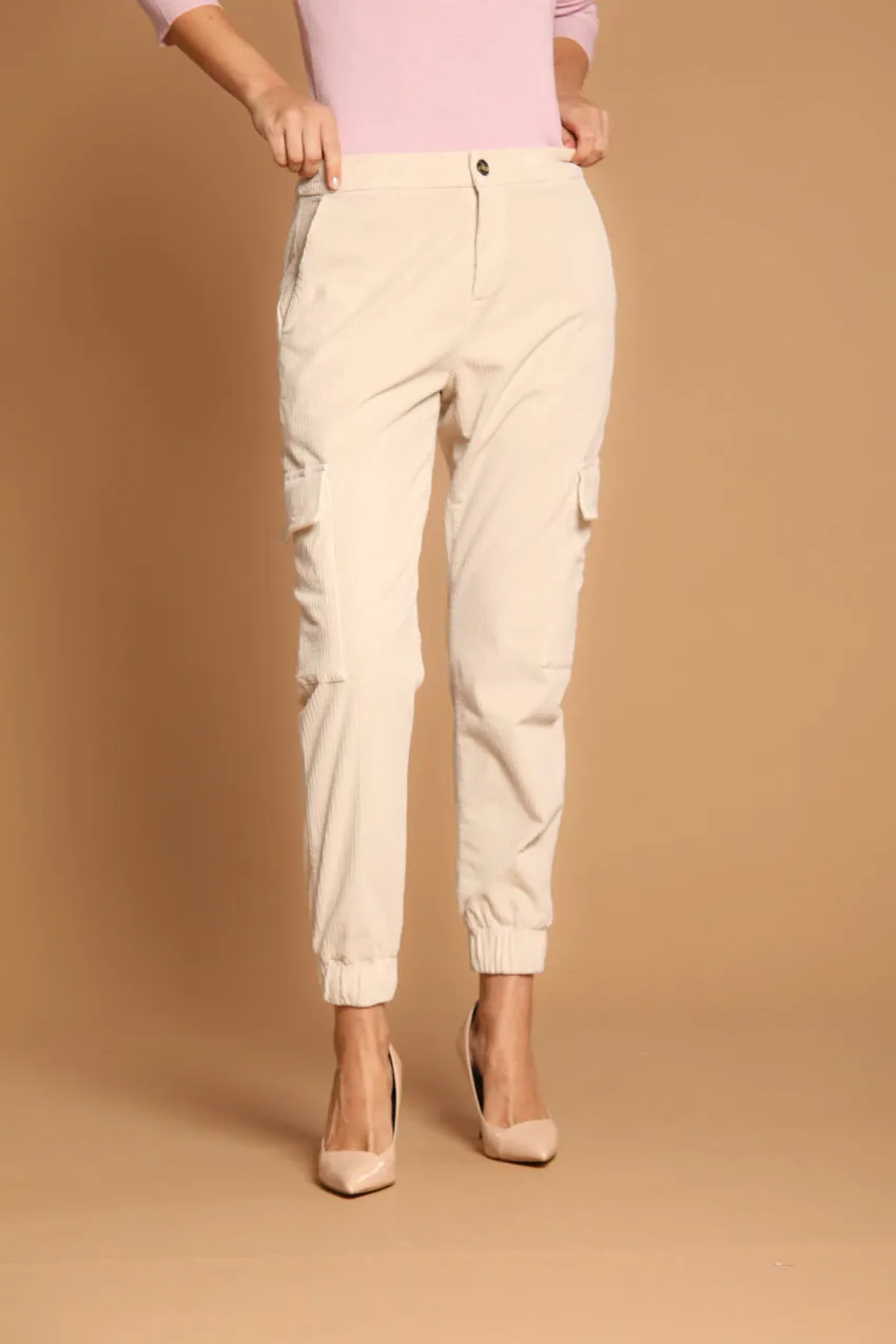 Easy Cargo pantalone cargo donna in velluto costa francia relaxed fit