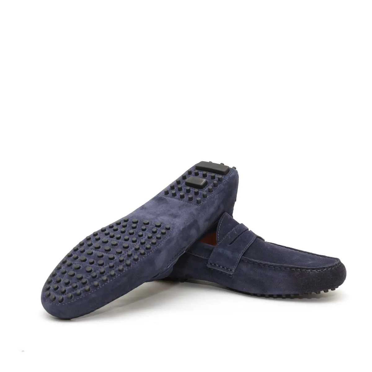 Mocassino U in Pelle Scamosciata Blu