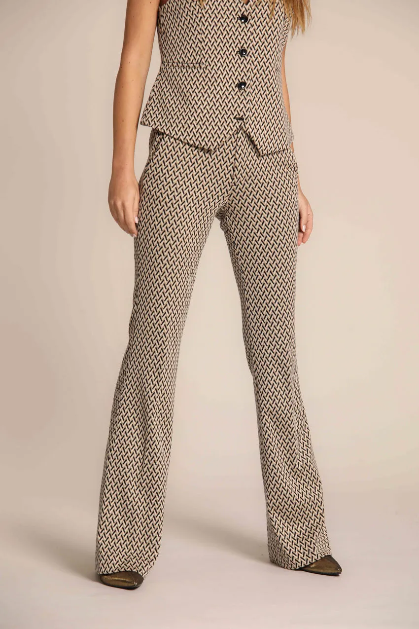 New York Flare pantalone chino donna in jersey con pattern spigato slim fit