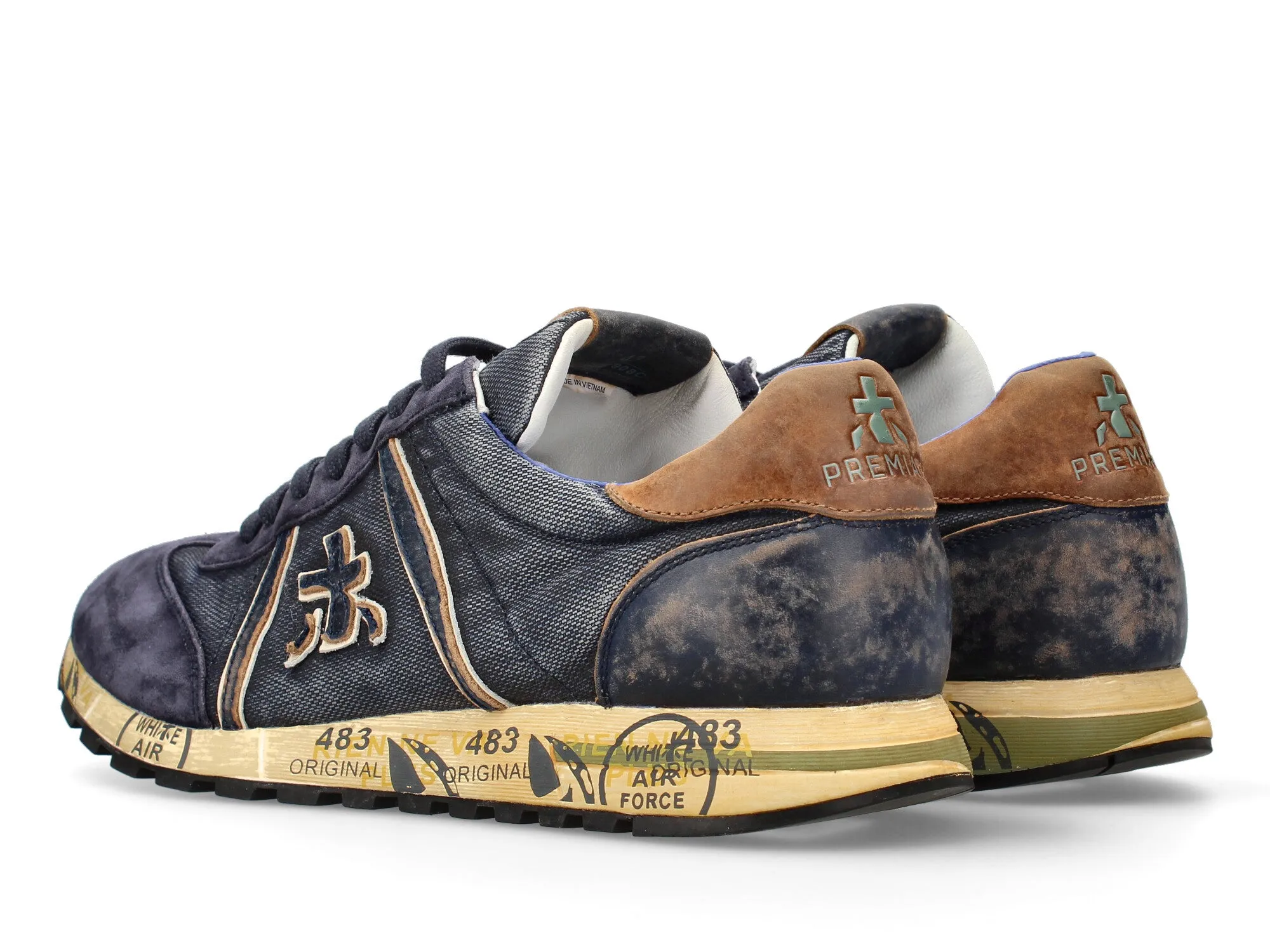 Premiata sneakers uomo Lucy denim camoscio