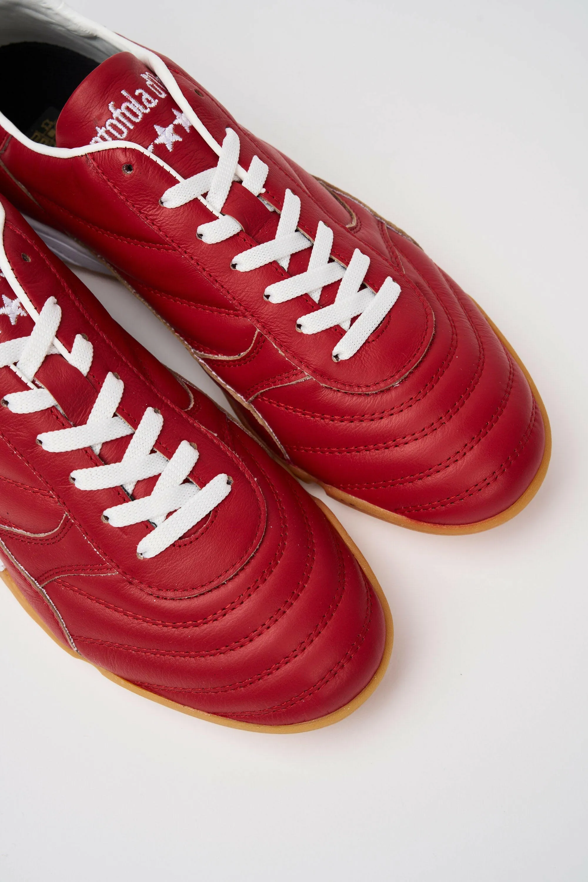 Scarpe da calcio Alloro Outdoor in pelle rossa