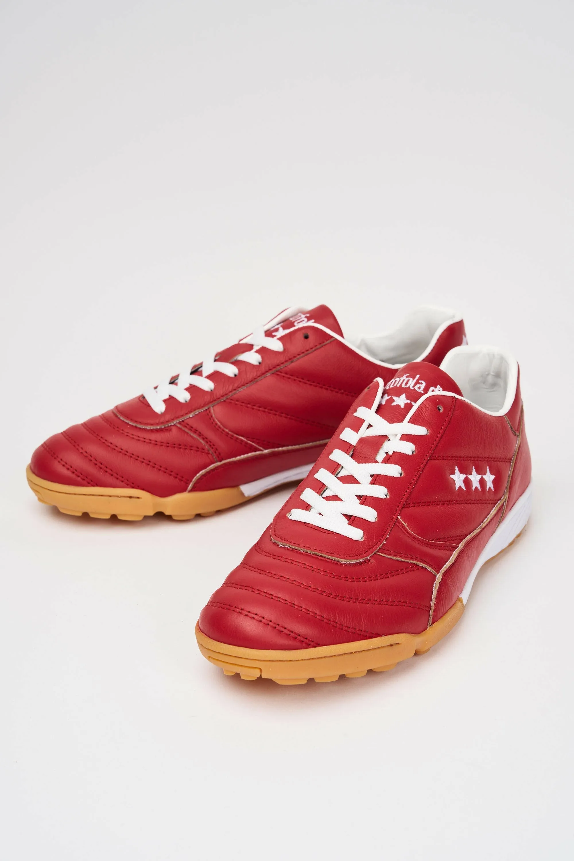 Scarpe da calcio Alloro Outdoor in pelle rossa